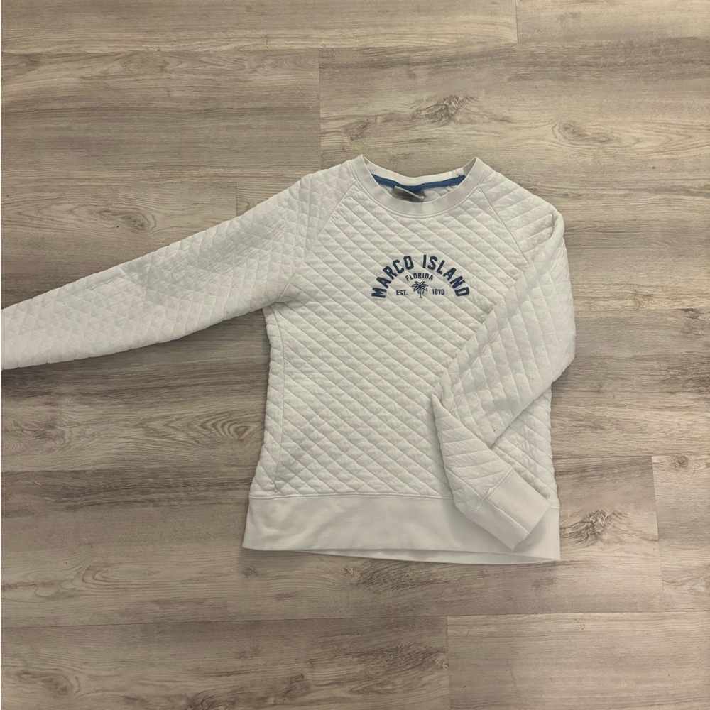 Artisan White Crew Neck Sweater with Quilted Texture Marco Island Florida